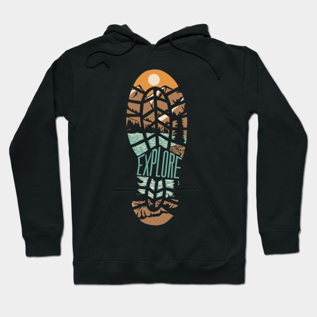 Explore Nature: Stylized Boot Print Hoodie by ConnectingtoNature